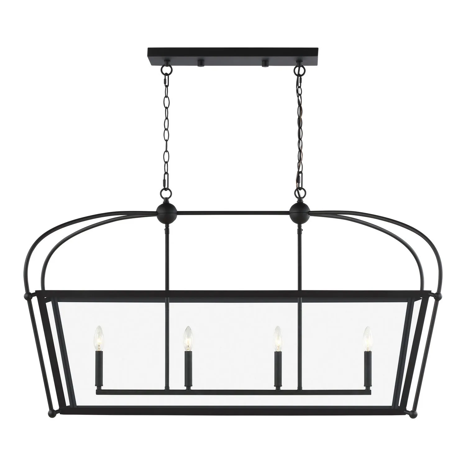 Four Light Linear Lantern from the Charleston Collection in Midnight Black Finish by Visual Comfort Studio