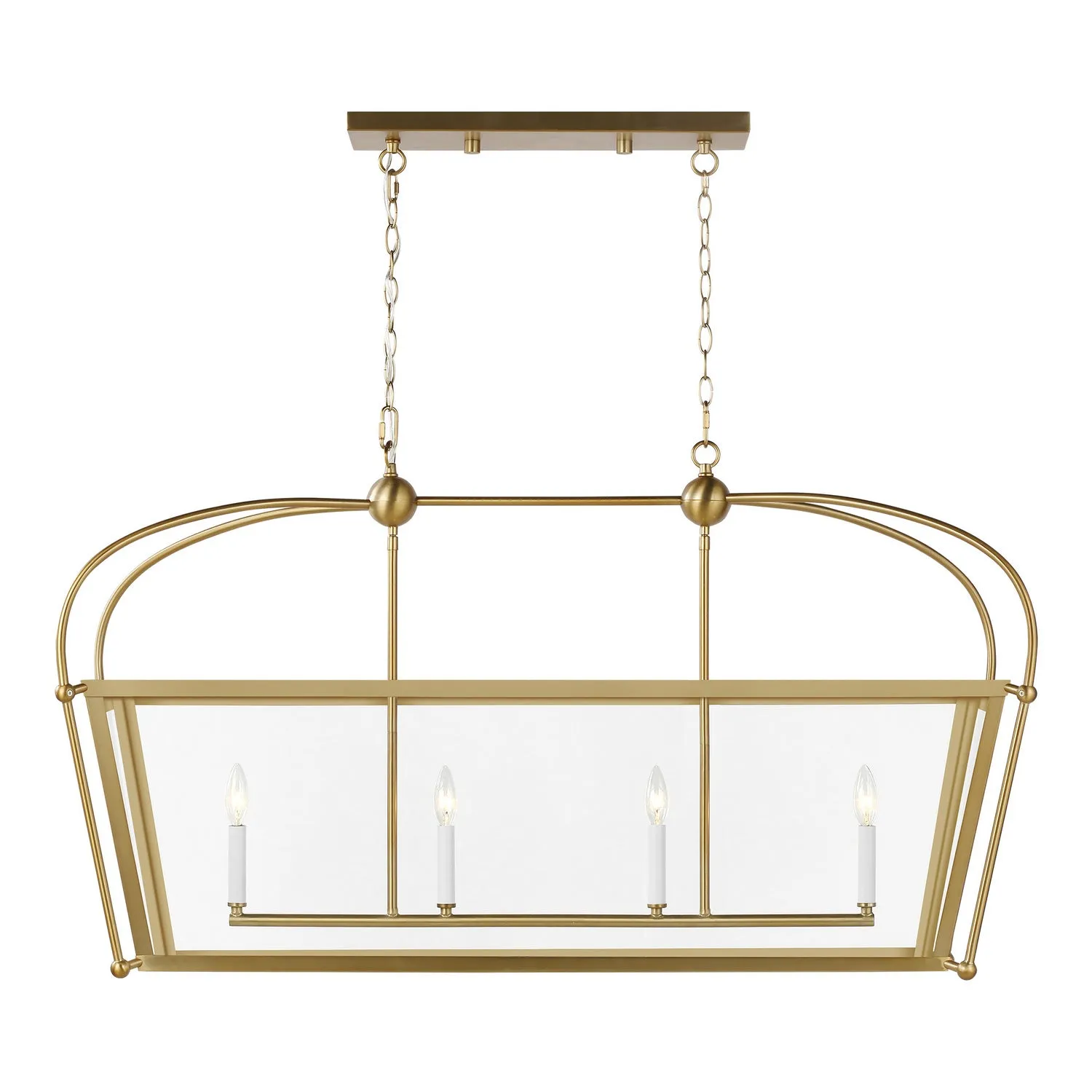 Four Light Linear Lantern from the Charleston Collection in Satin Brass Finish by Visual Comfort Studio