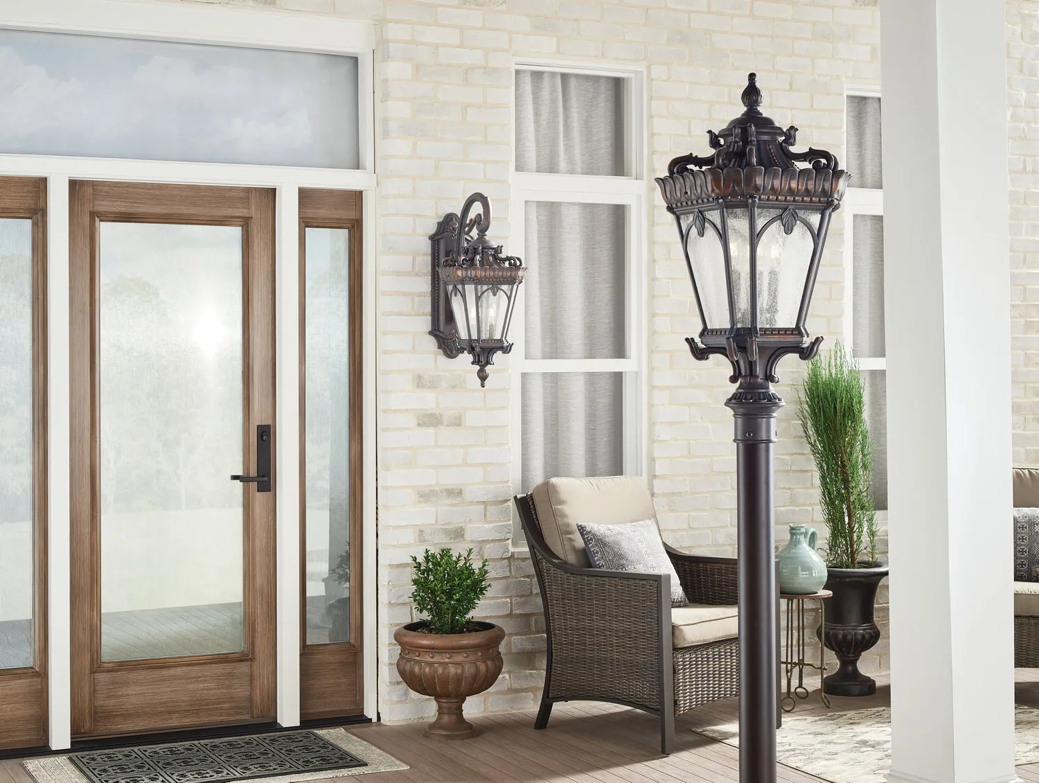 Four Light Outdoor Post Mount from the Tournai Collection in Londonderry Finish by Kichler