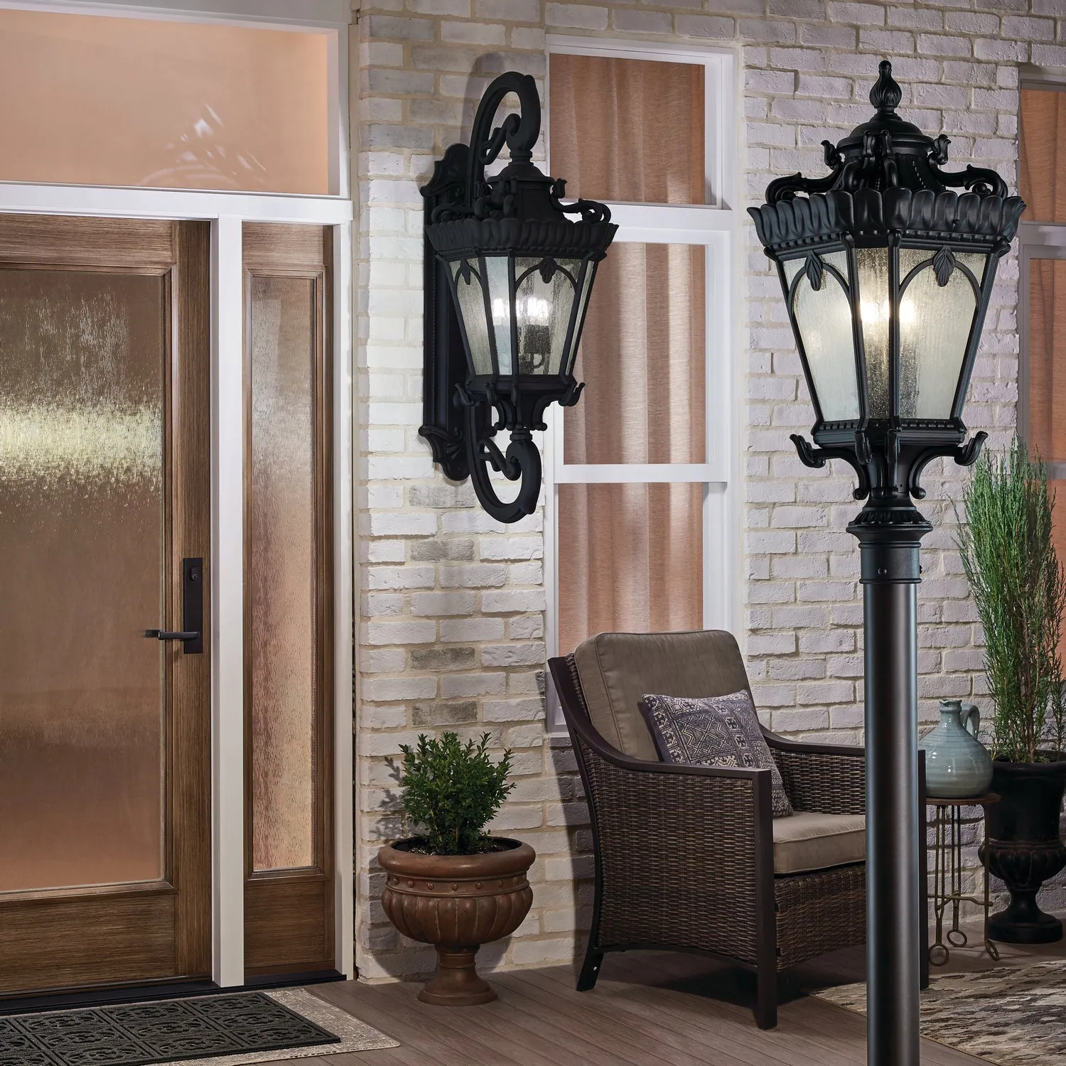 Four Light Outdoor Post Mount from the Tournai Collection in Textured Black Finish by Kichler