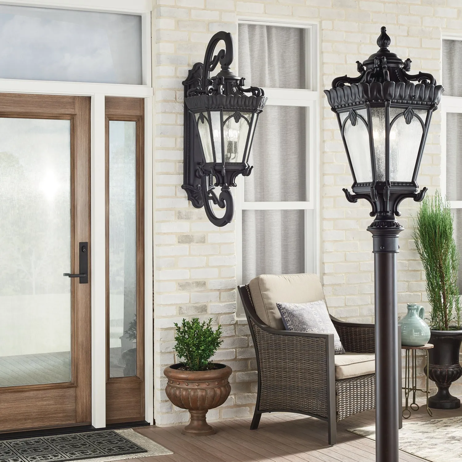 Four Light Outdoor Post Mount from the Tournai Collection in Textured Black Finish by Kichler