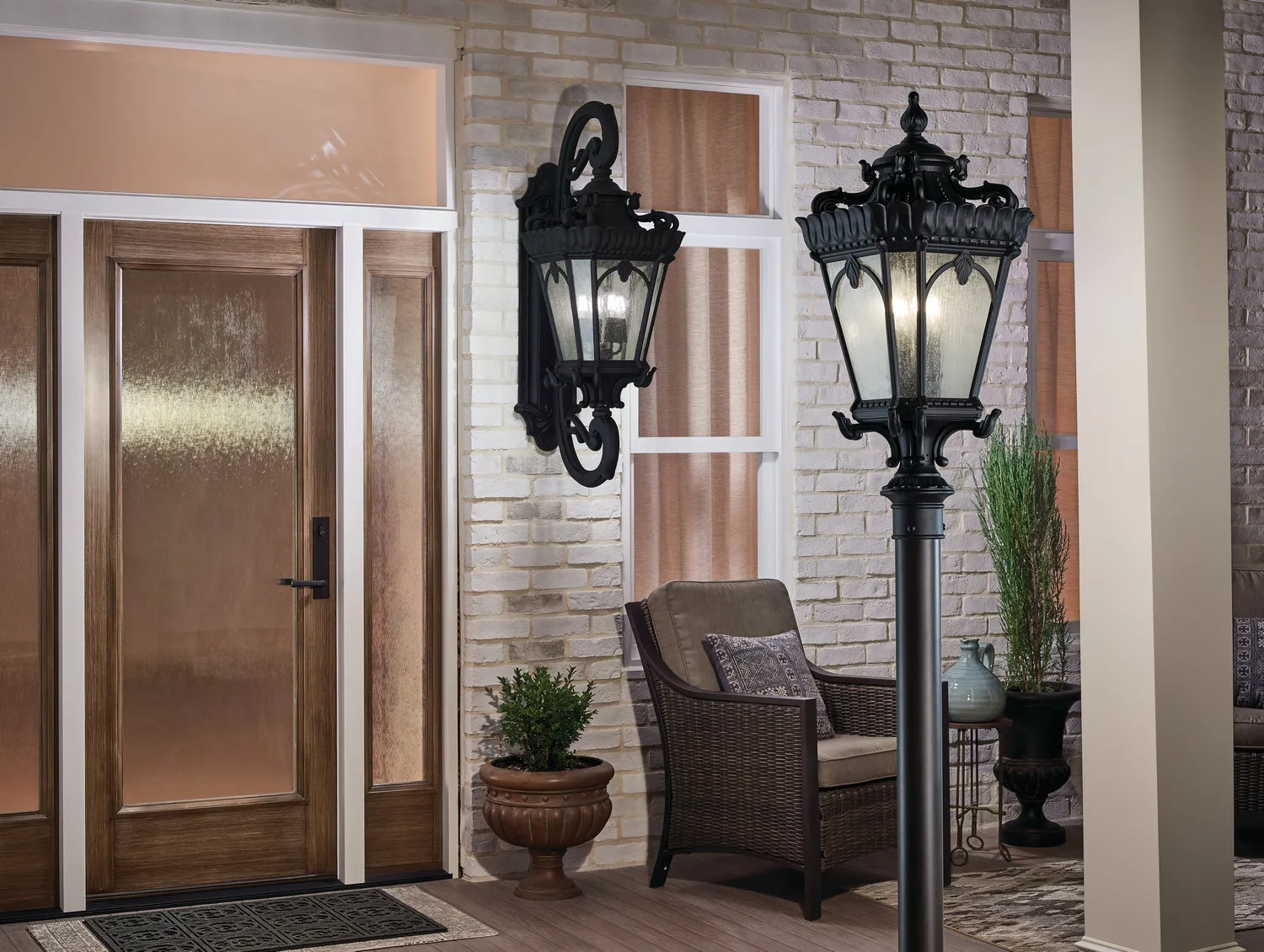 Four Light Outdoor Post Mount from the Tournai Collection in Textured Black Finish by Kichler