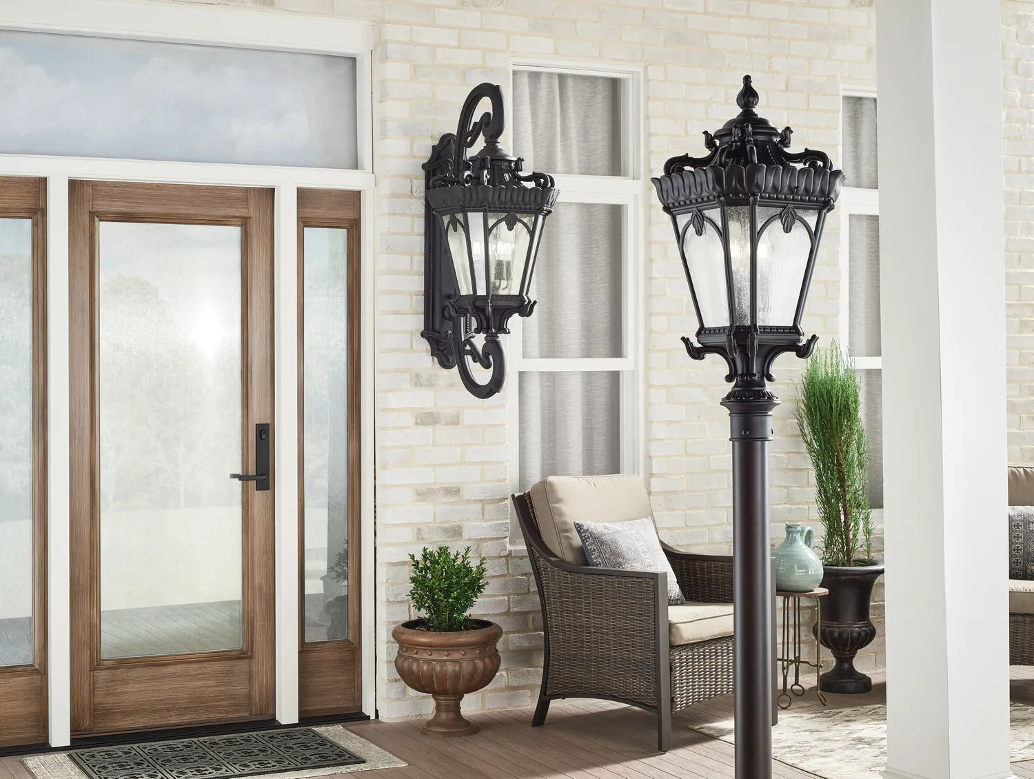 Four Light Outdoor Post Mount from the Tournai Collection in Textured Black Finish by Kichler