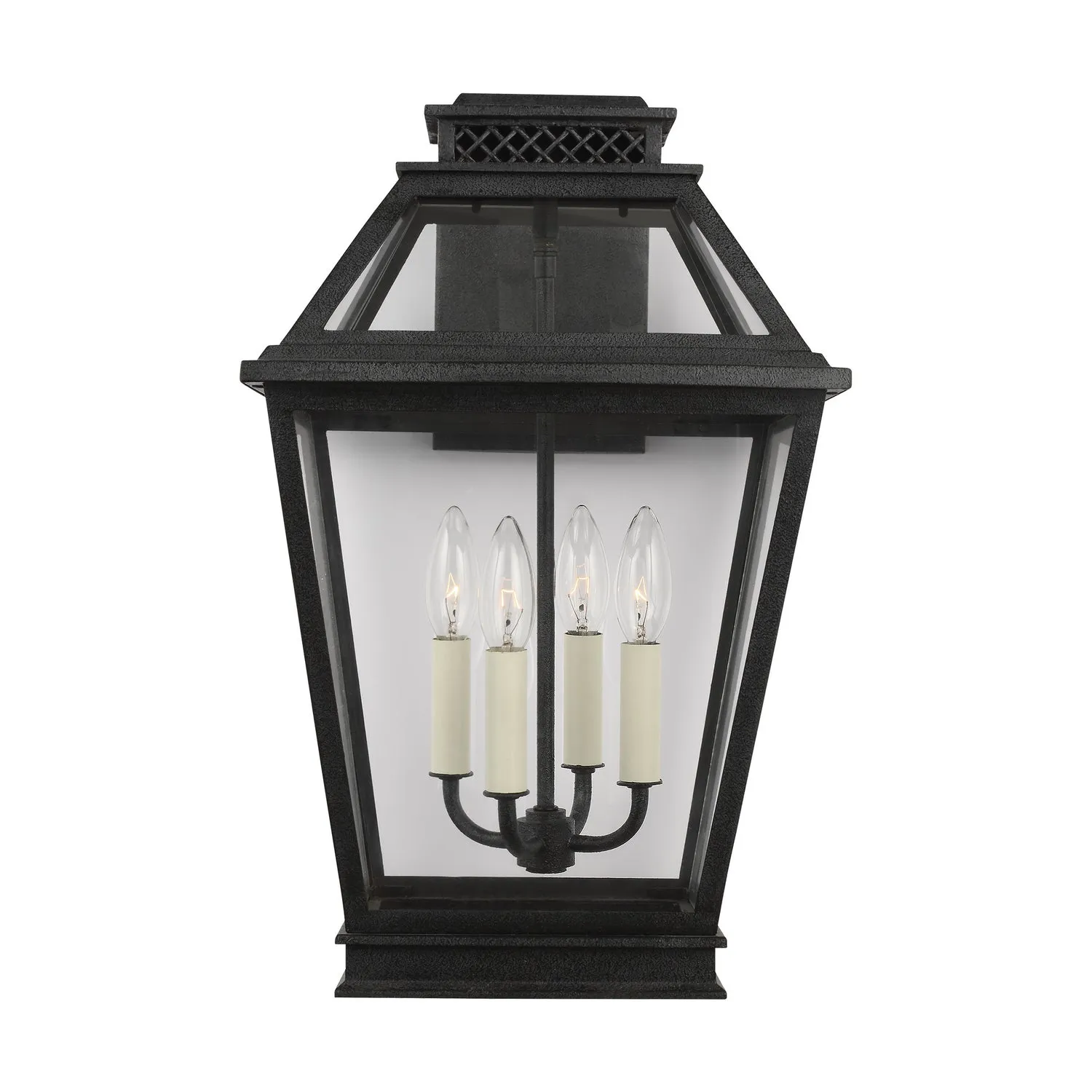Four Light Outdoor Wall Lantern from the Falmouth Collection in Dark Weathered Zinc Finish by Visual Comfort Studio