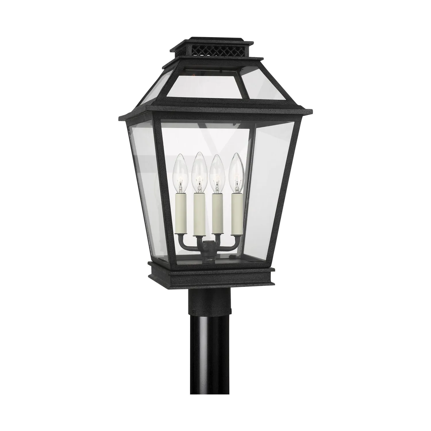 Four Light Post Lantern from the Falmouth Collection in Dark Weathered Zinc Finish by Visual Comfort Studio