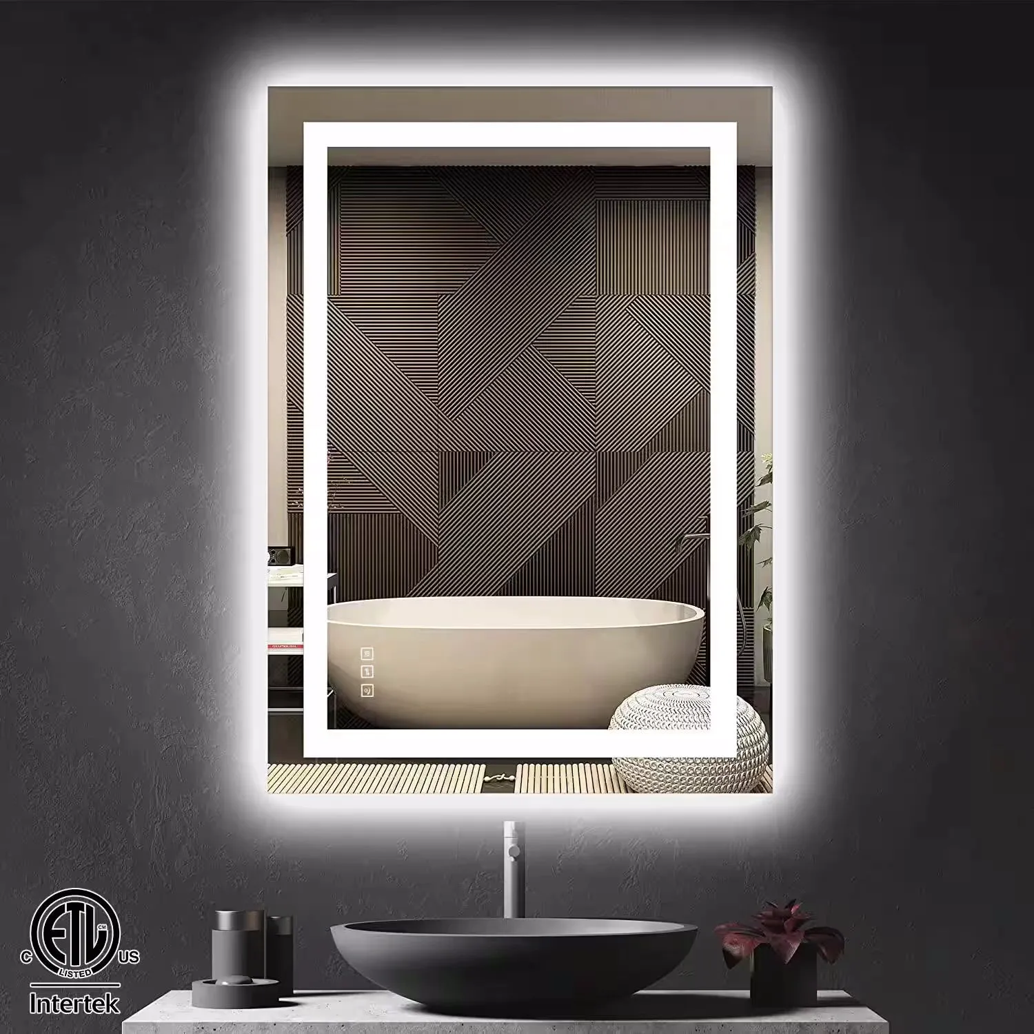 Full Size LED Large Rectangular Frameless Anti-Fog Bathroom Mirror Front & Backlit