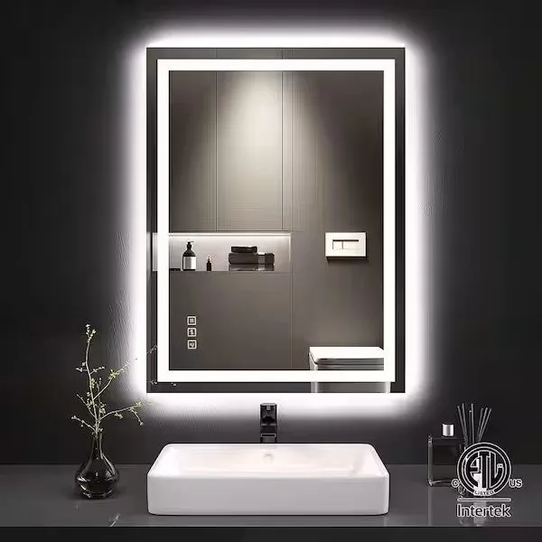Full Size LED Large Rectangular Frameless Anti-Fog Bathroom Mirror Front & Backlit