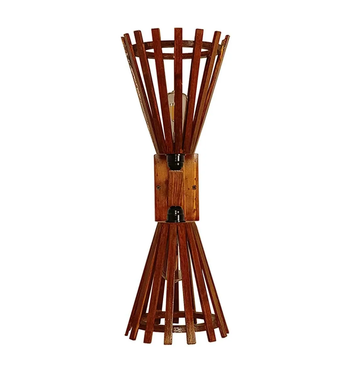 Funnel Duo Brown Wooden Wall Light