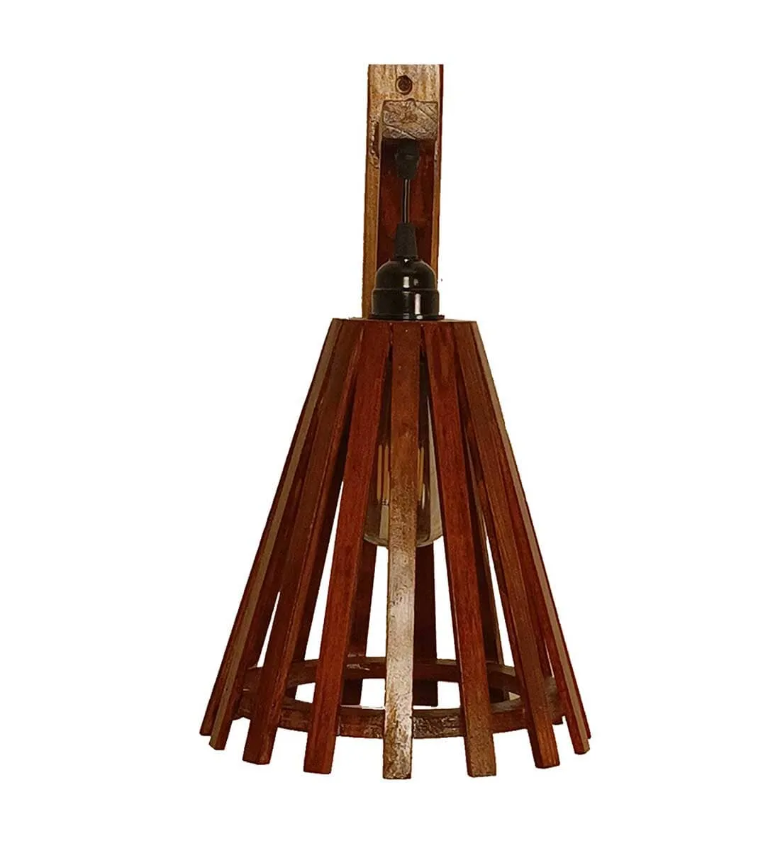 Funnel L Brown Wooden Wall Light