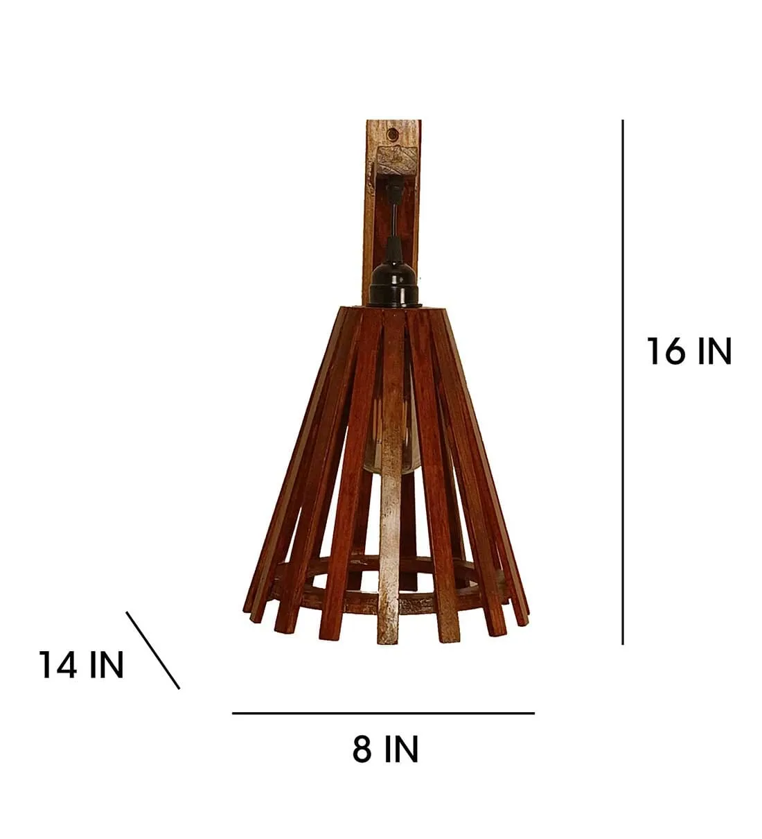 Funnel L Brown Wooden Wall Light