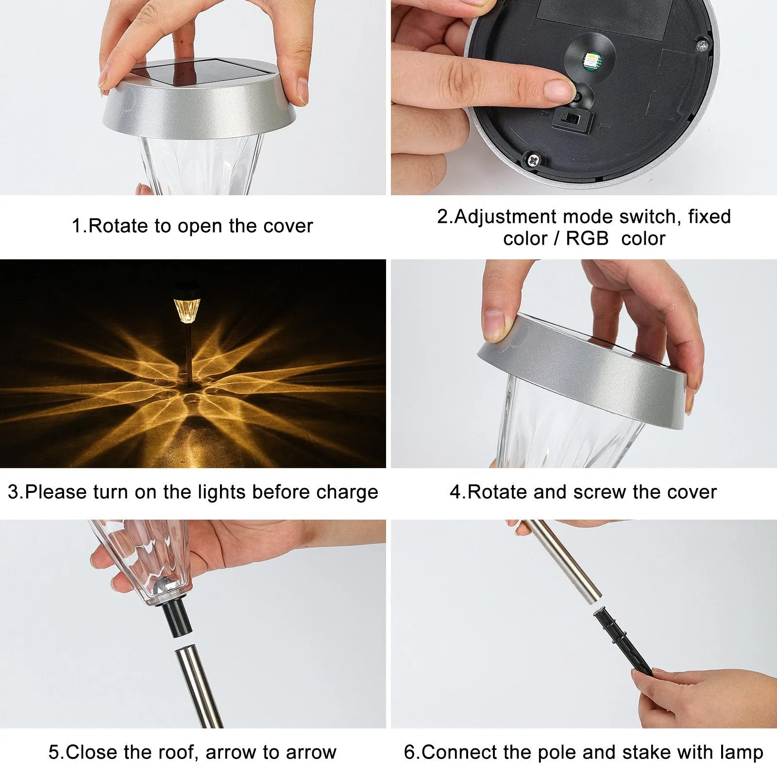 Garden Solar Lights Stainless Steel Pathway Lighting for Outdoor Walkway Patio Yard and Lawn Decoration