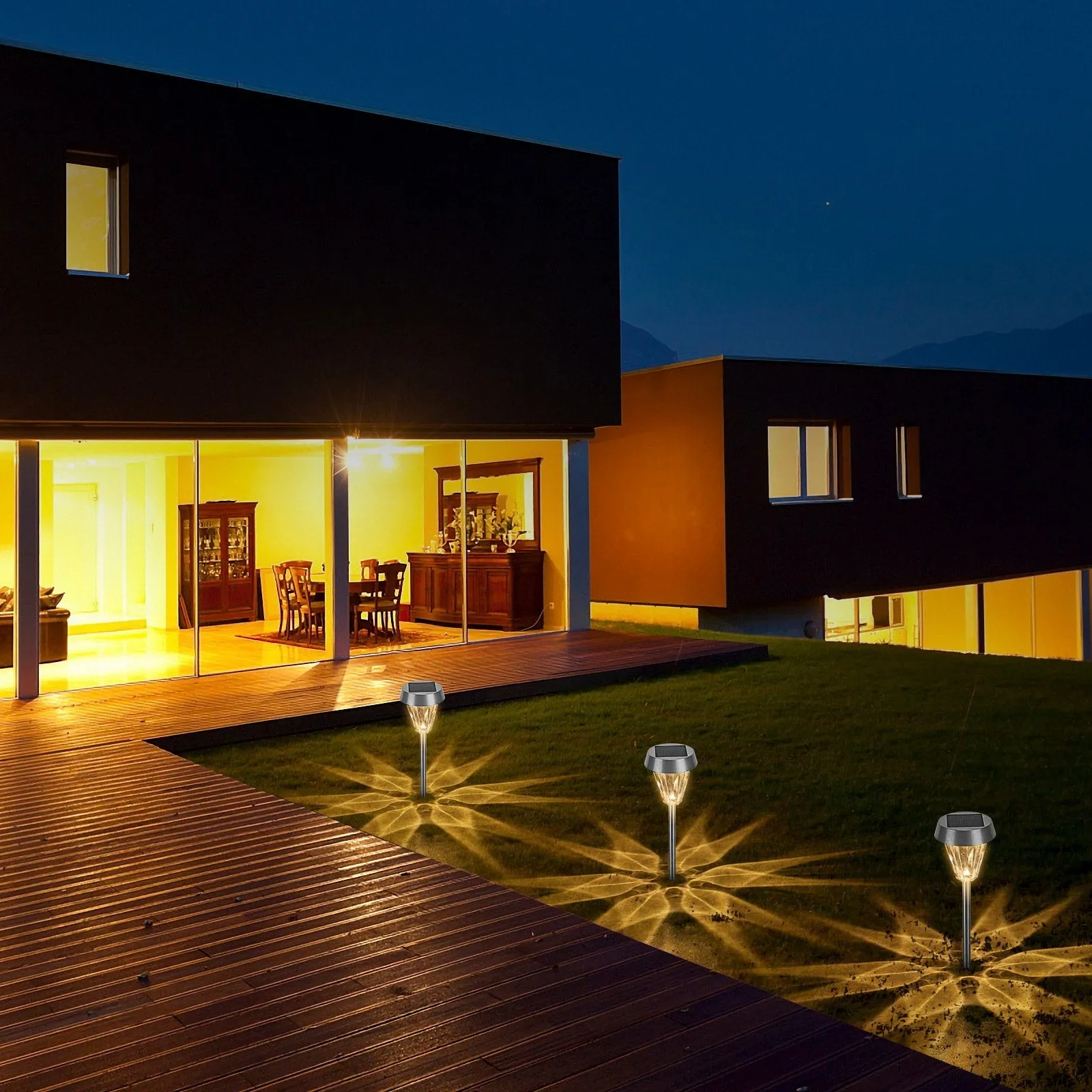 Garden Solar Lights Stainless Steel Pathway Lighting for Outdoor Walkway Patio Yard and Lawn Decoration