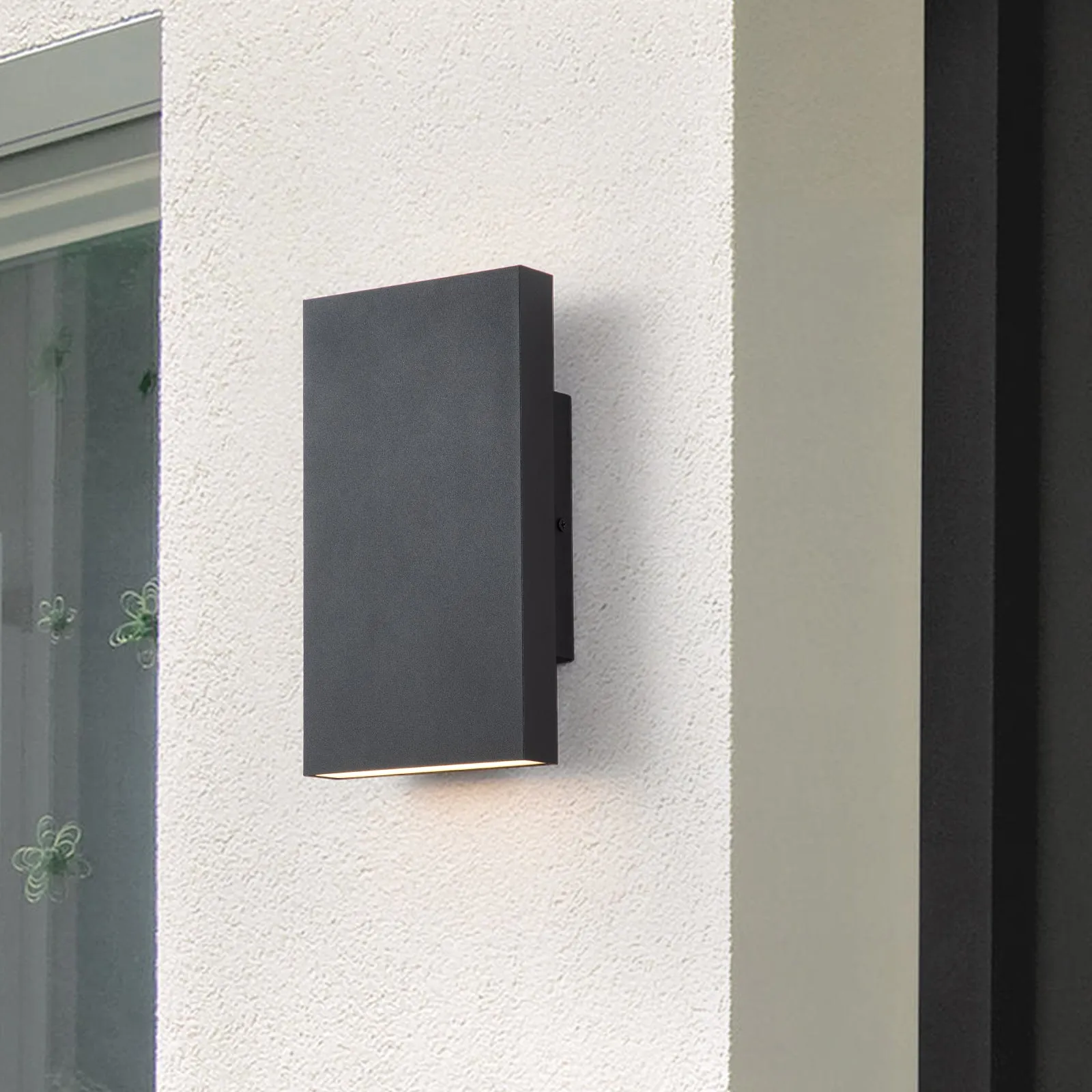 Glowlings 2-Light 10‘’High Modern Integrated Black Outdoor LED Wall Sconce