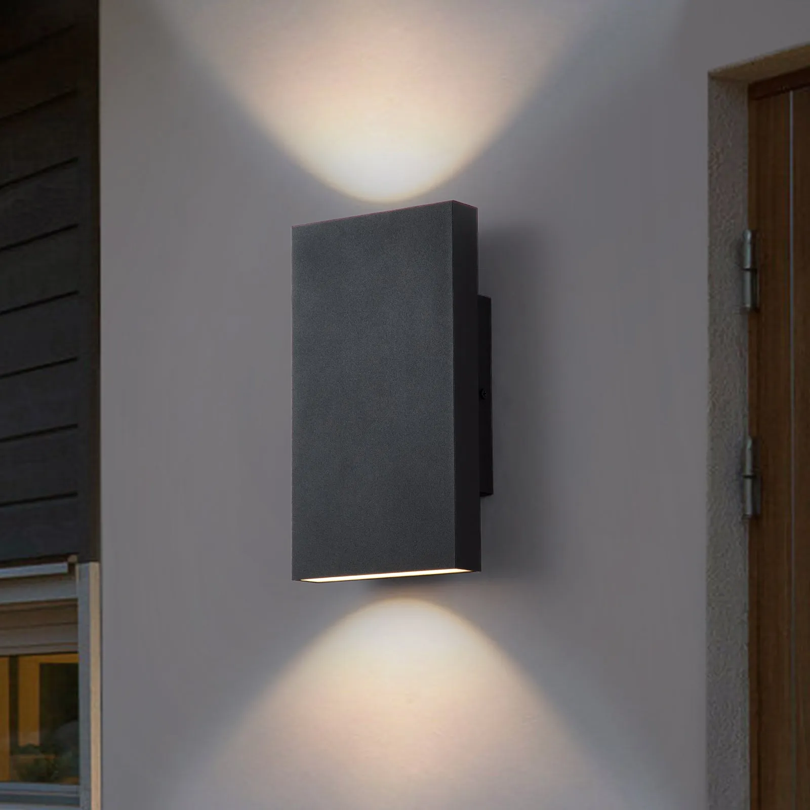 Glowlings 2-Light 10‘’High Modern Integrated Black Outdoor LED Wall Sconce