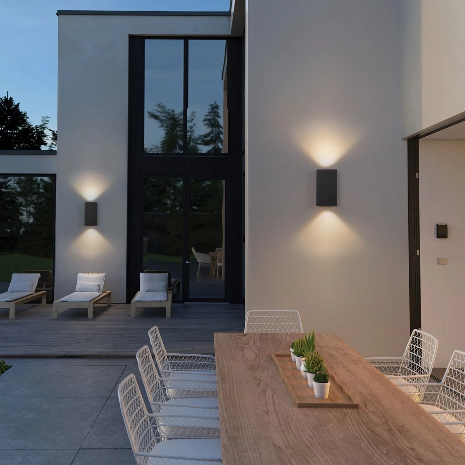 Glowlings 2-Light 10‘’High Modern Integrated Black Outdoor LED Wall Sconce