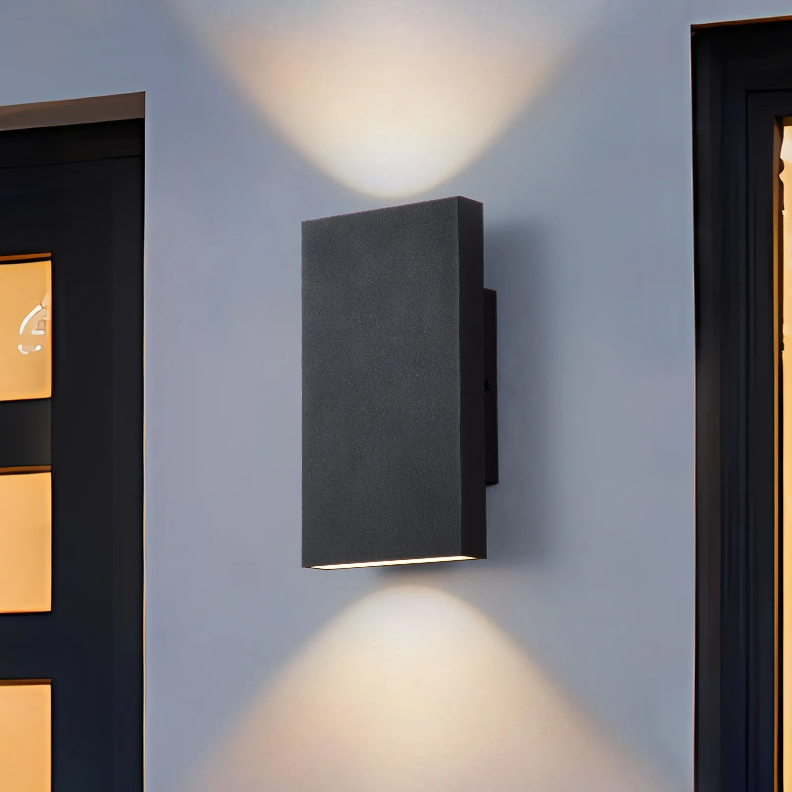 Glowlings 2-Light 10‘’High Modern Integrated Black Outdoor LED Wall Sconce