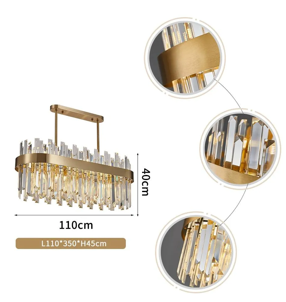 Gold and Crystal Oval Semi Flush Mount