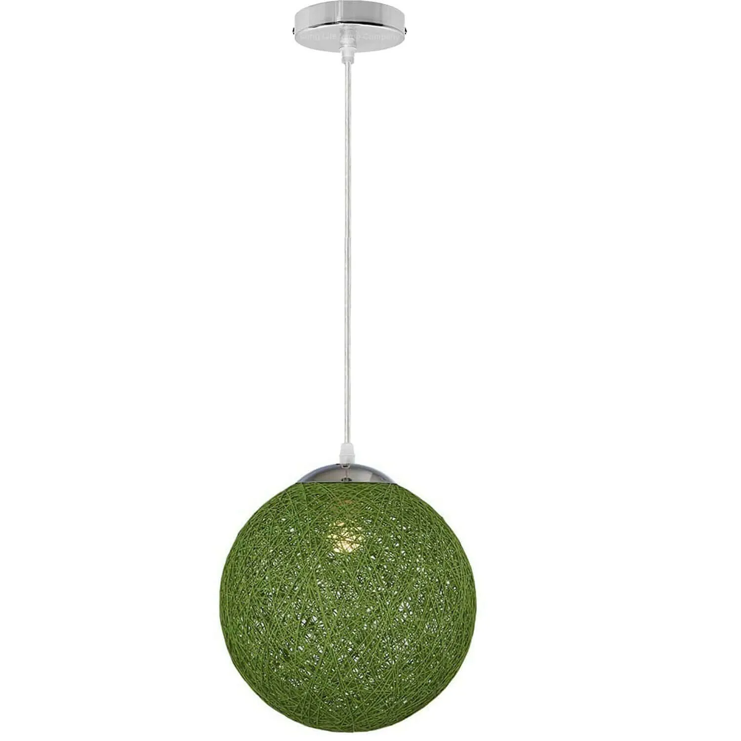 Green Wicker Rattan Lampshade Ceiling Sepak Takraw Pendant Lamp