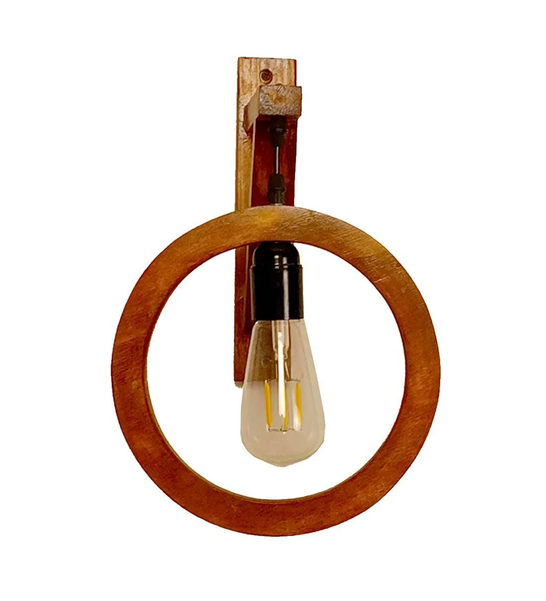 Halo L Brown Wooden Wall Light