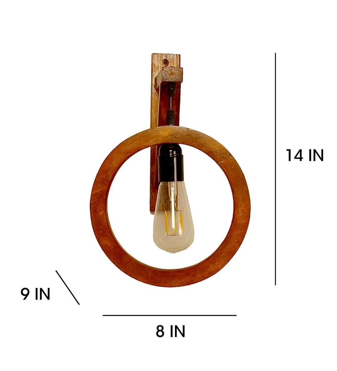 Halo L Brown Wooden Wall Light