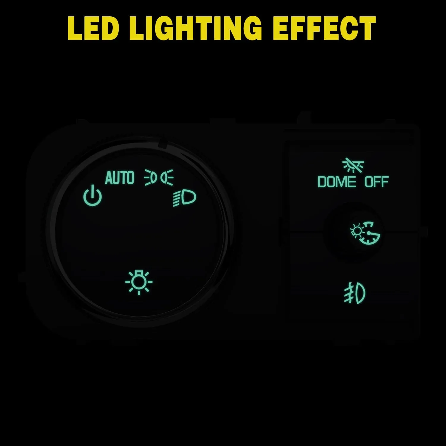 Headlight Dimmer Switch with Greenish LED Light Compatible with 2007 2008 2009 2010 2011 2013 Chevy Silverado 1500 2500HD 3500HD Tahoe 2007-2014GMC Sierra 2500HD 3500HD Yukon