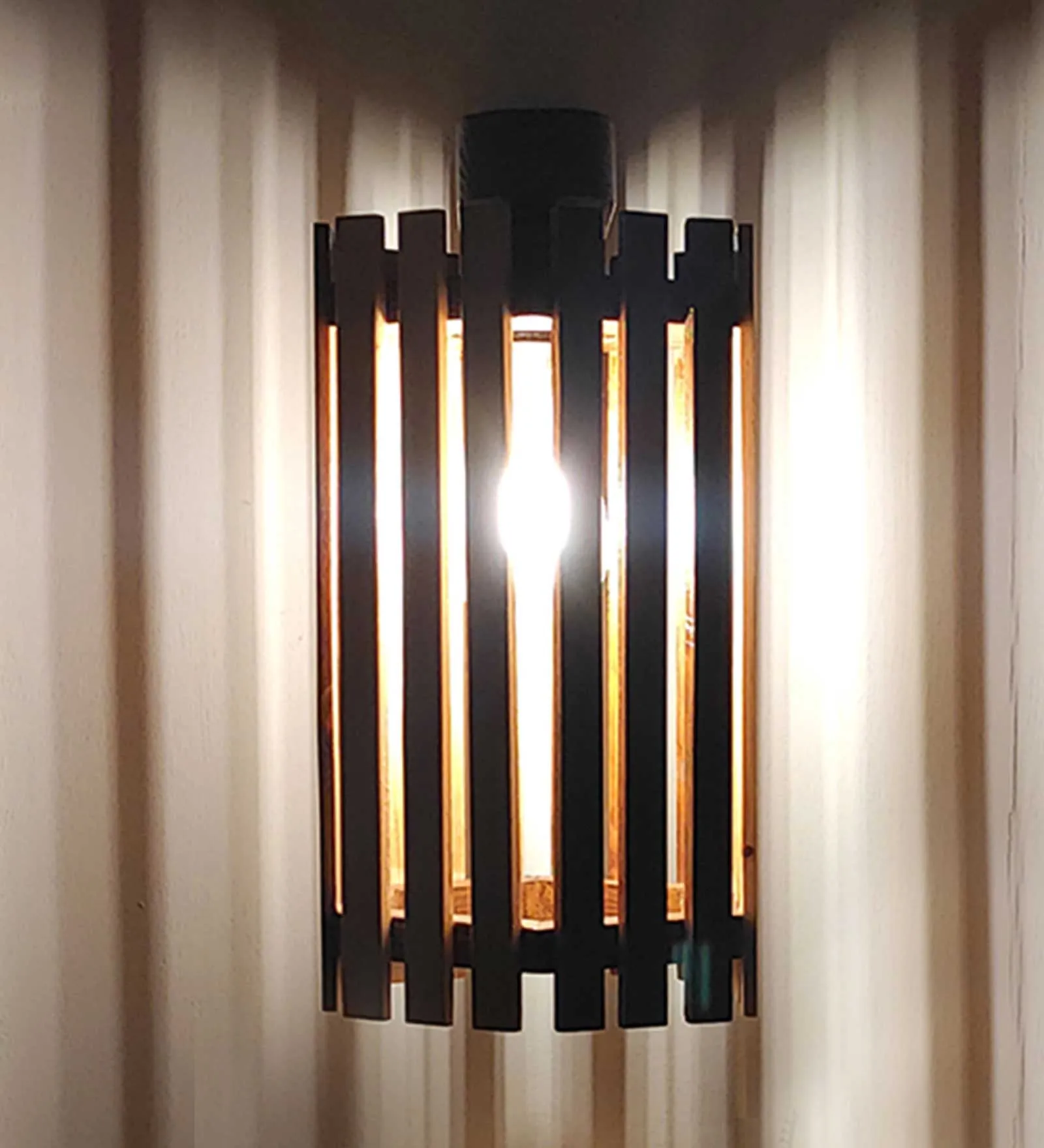 Hexa Brown Wooden Wall Light