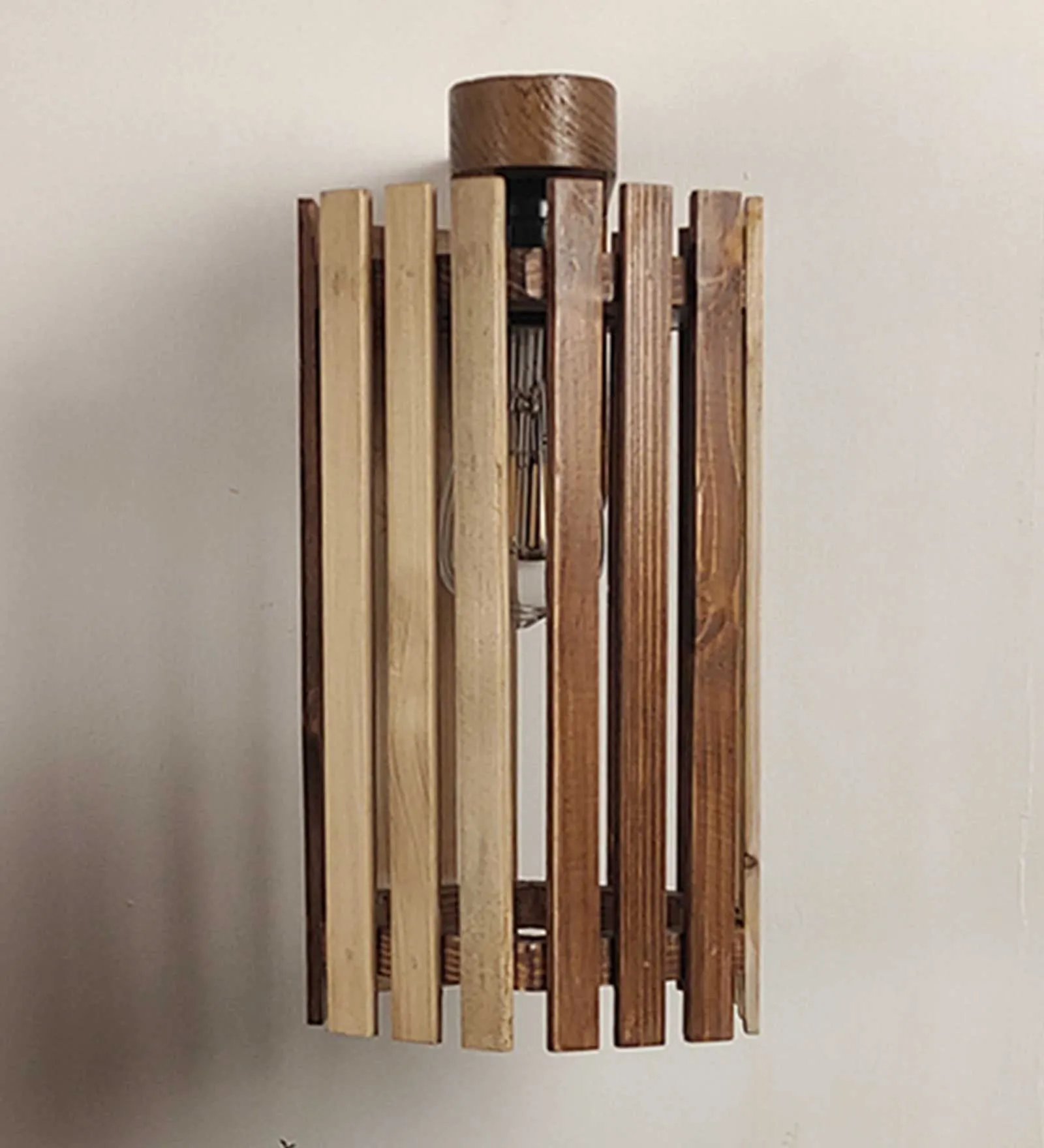 Hexa Brown Wooden Wall Light