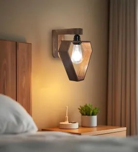 Hexad Brown Wooden - Wall Light
