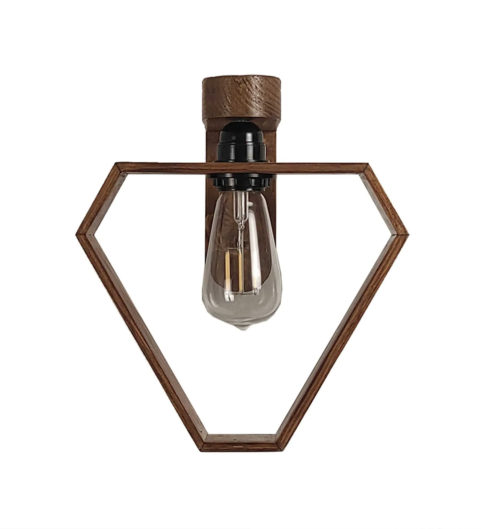 Hexad Brown Wooden - Wall Light