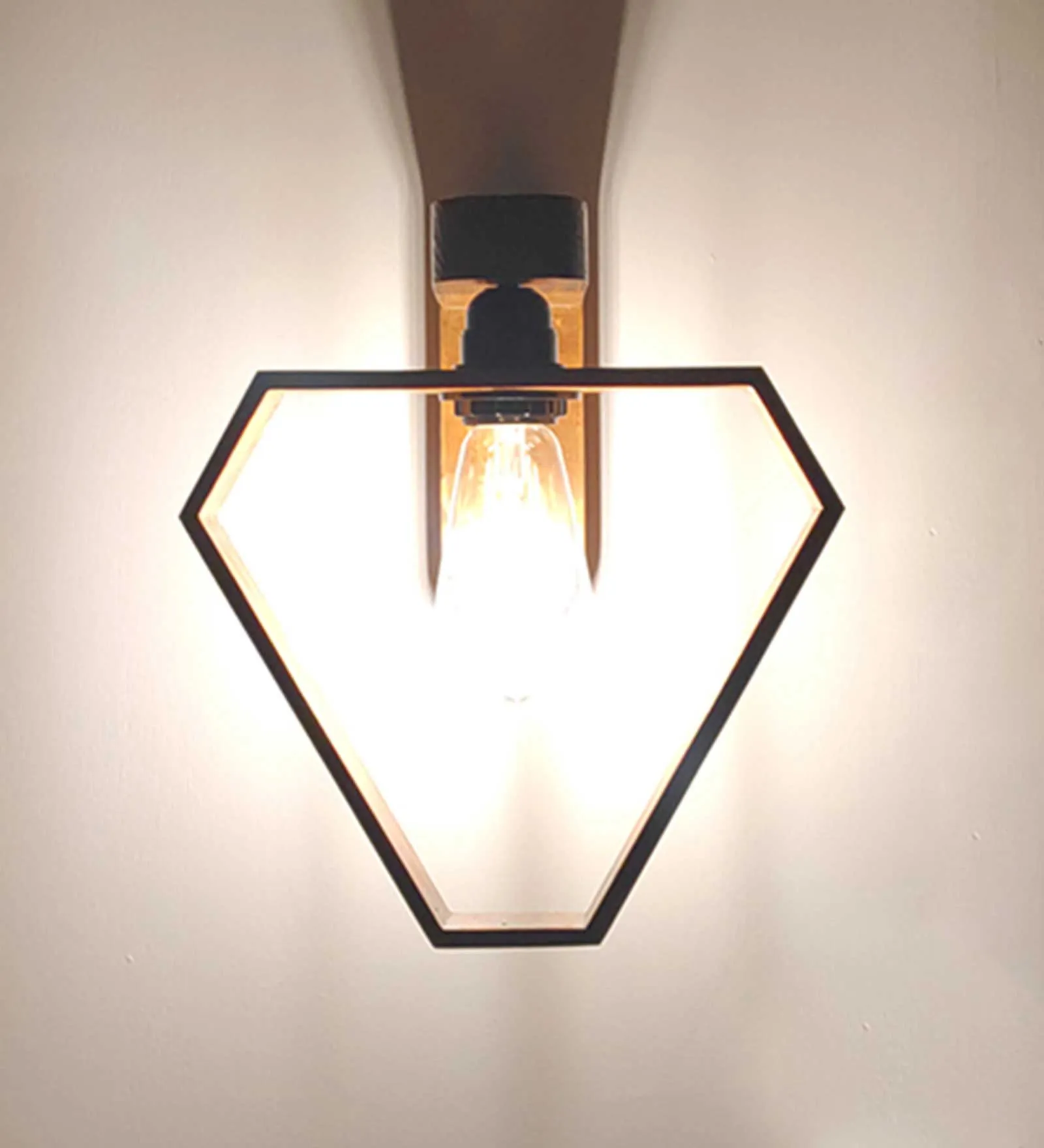 Hexad Brown Wooden - Wall Light