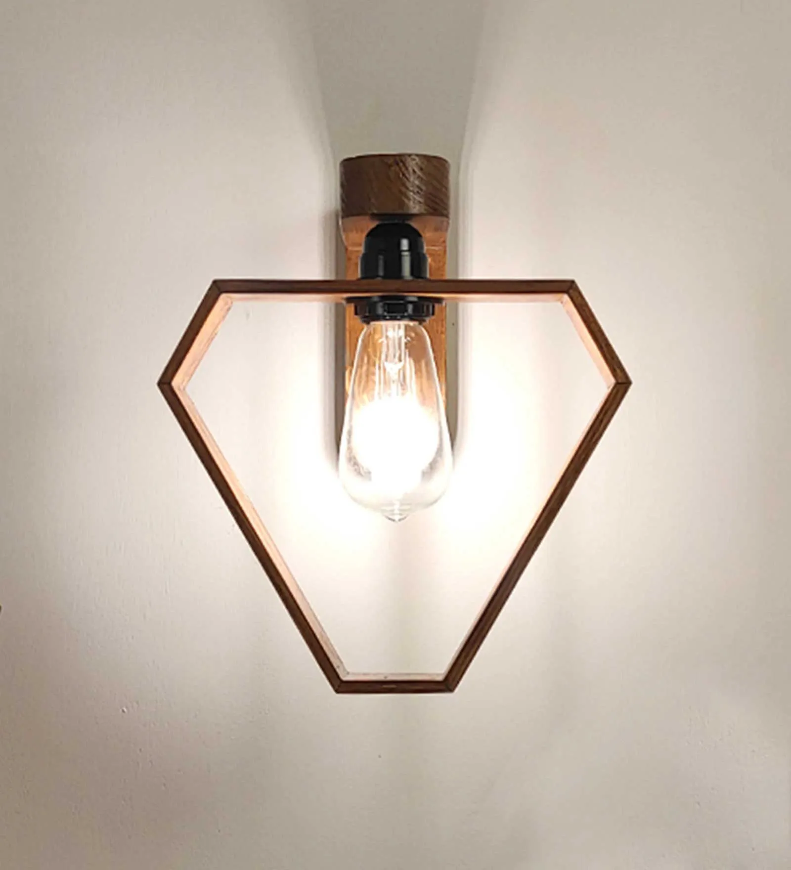 Hexad Brown Wooden - Wall Light