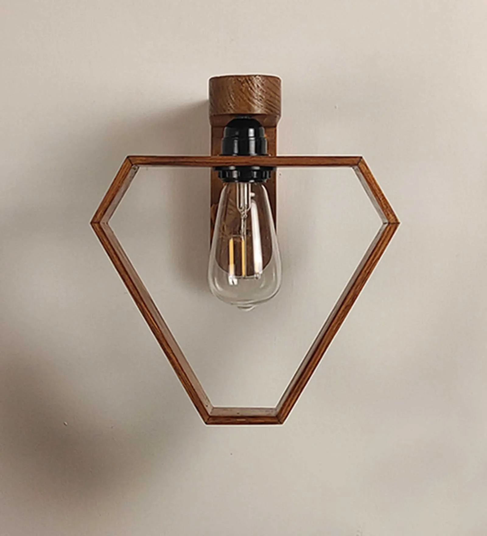 Hexad Brown Wooden - Wall Light