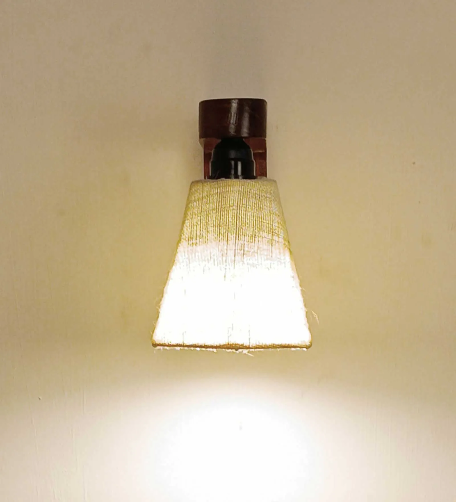 Hexagon Brown Wooden Wall Light