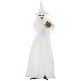 Homcom 72 Inch Halloween White Witch Holding Pumpkin Motion Lighted Up