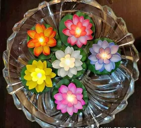 Home Harmony's LED Water Floating Lotus Flowers with Batteries (Multicolor, 6 LED Floating Lotus Flowers) - 6pcs