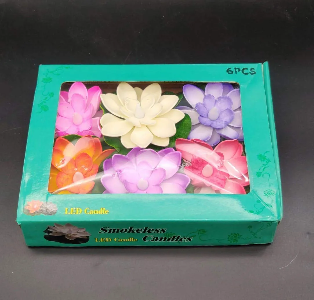 Home Harmony's LED Water Floating Lotus Flowers with Batteries (Multicolor, 6 LED Floating Lotus Flowers) - 6pcs