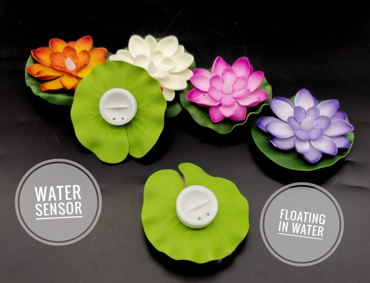 Home Harmony's LED Water Floating Lotus Flowers with Batteries (Multicolor, 6 LED Floating Lotus Flowers) - 6pcs