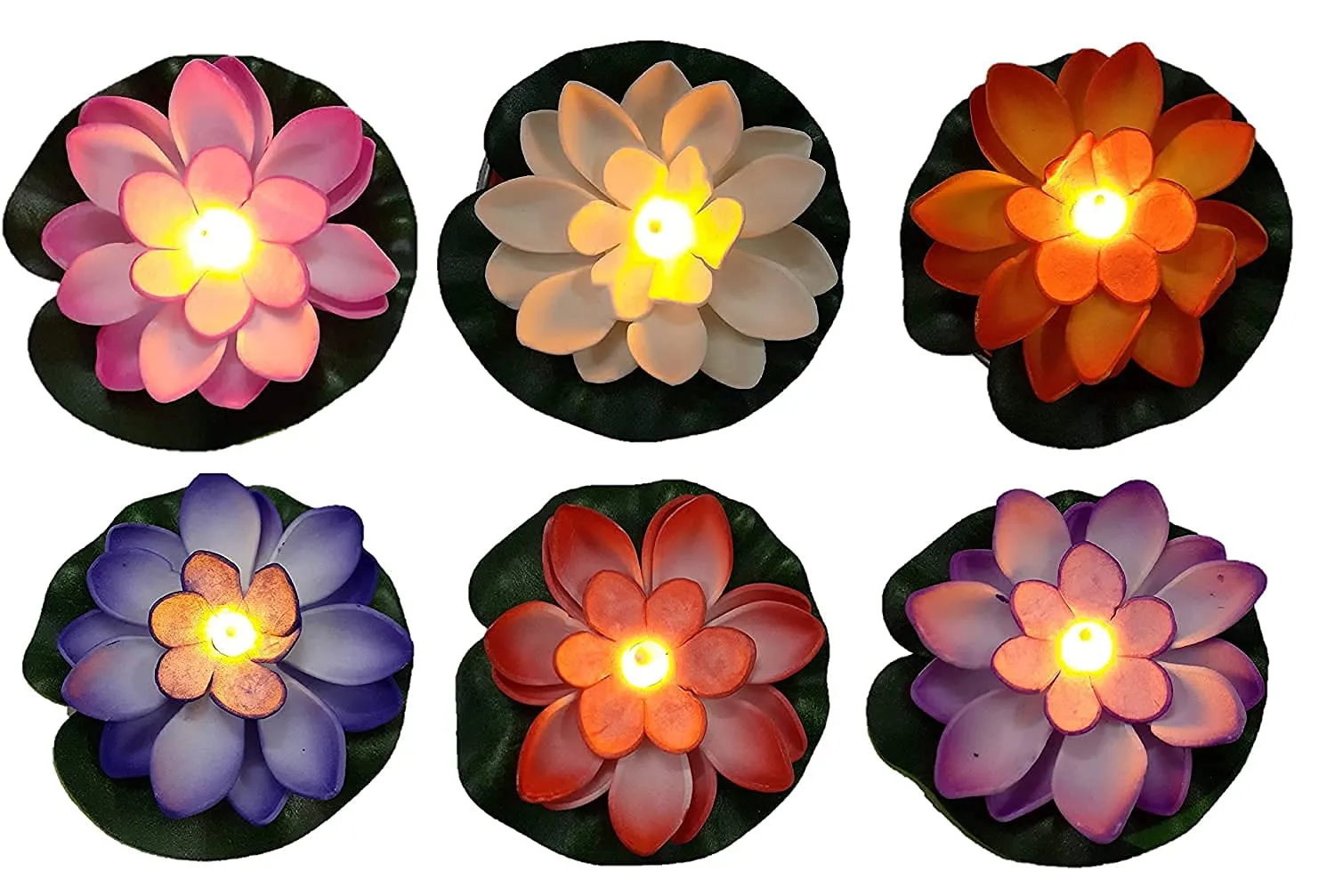 Home Harmony's LED Water Floating Lotus Flowers with Batteries (Multicolor, 6 LED Floating Lotus Flowers) - 6pcs