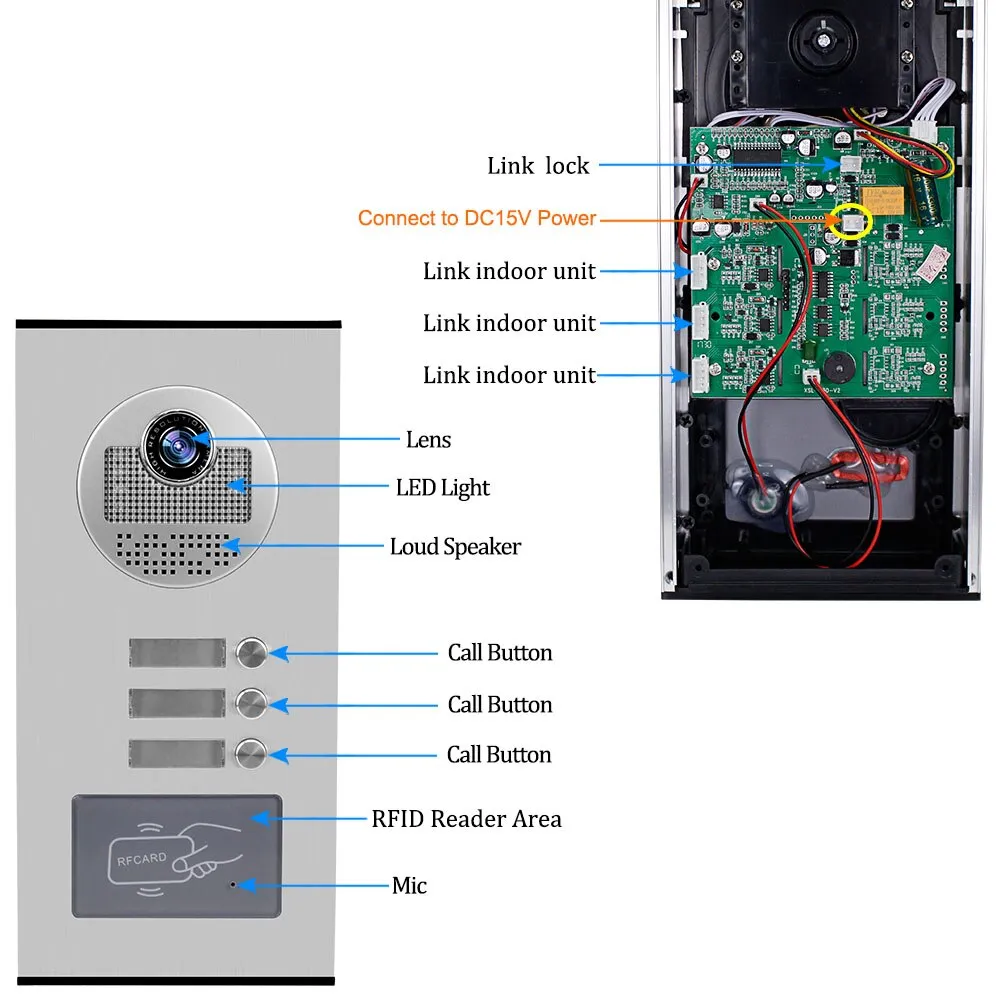 Home Video Intercom System 700TVL RFID Access Outdoor Camera Video Doorphone Doorbell IR Night Vision for 2/3/4/6 Apartments