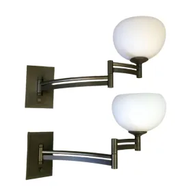 Hubbardton Forge Wall Light Sconce, Swing Arm, Frosted Glass, Bronze