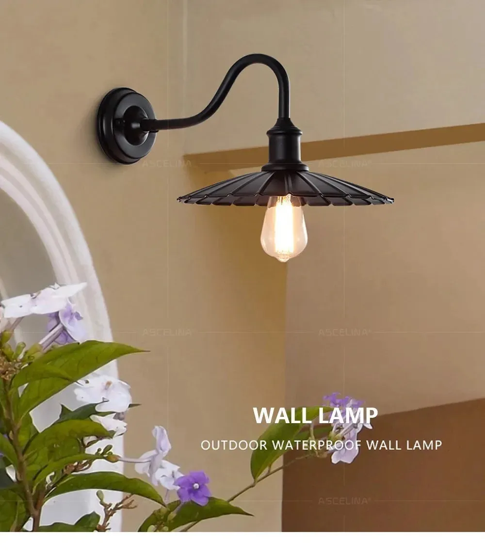 Industry LED Wall Lamp Retro American Style Iron E27 For Courtyard Balcony Staircase Corridor Bedroom Bar Illumination Fixtures