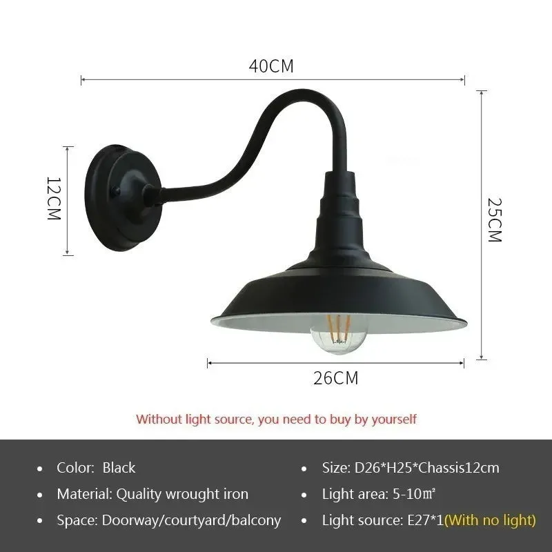 Industry LED Wall Lamp Retro American Style Iron E27 For Courtyard Balcony Staircase Corridor Bedroom Bar Illumination Fixtures