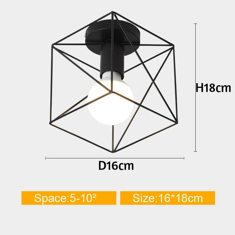 Iron Cage Metal Retro Ceiling Lamp