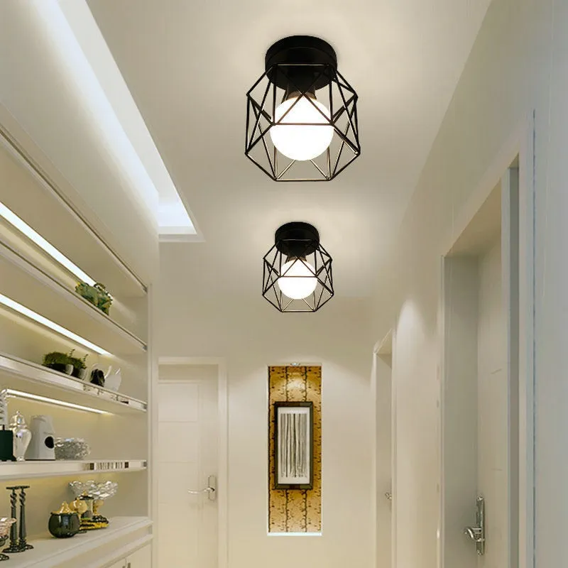 Iron Cage Metal Retro Ceiling Lamp