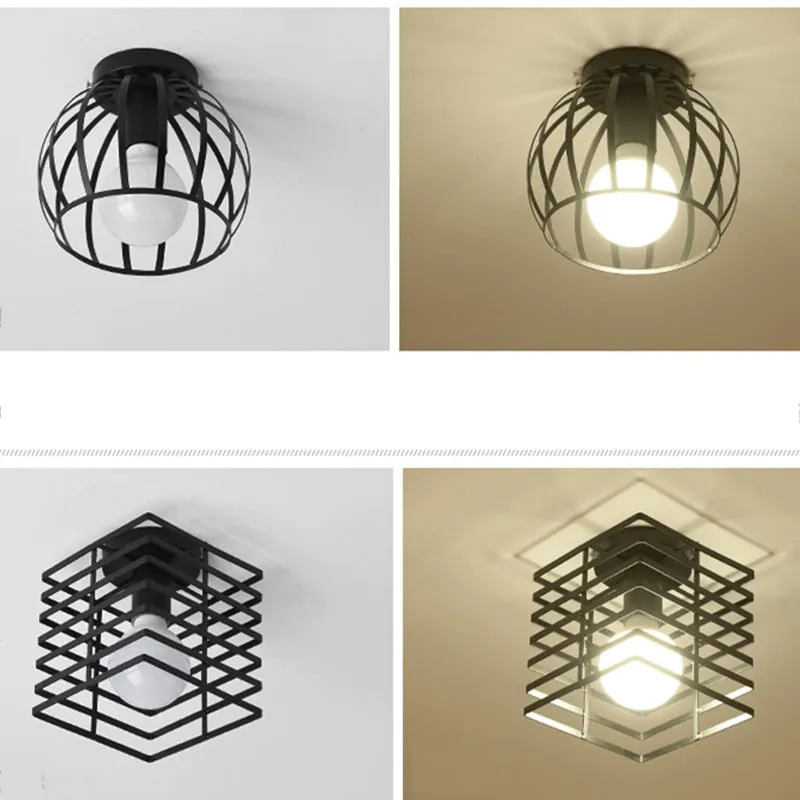 Iron Cage Metal Retro Ceiling Lamp