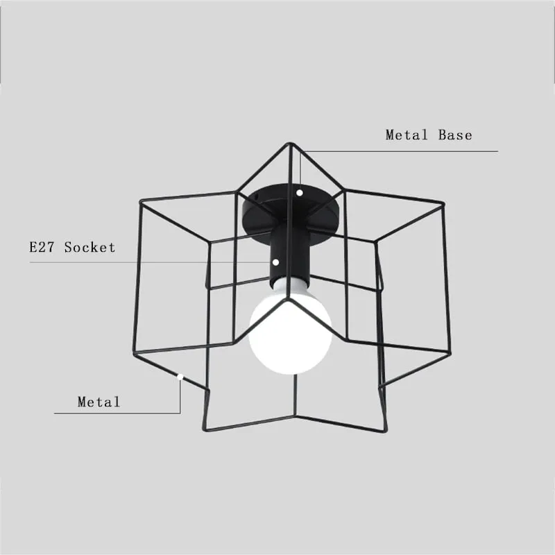 Iron Cage Metal Retro Ceiling Lamp