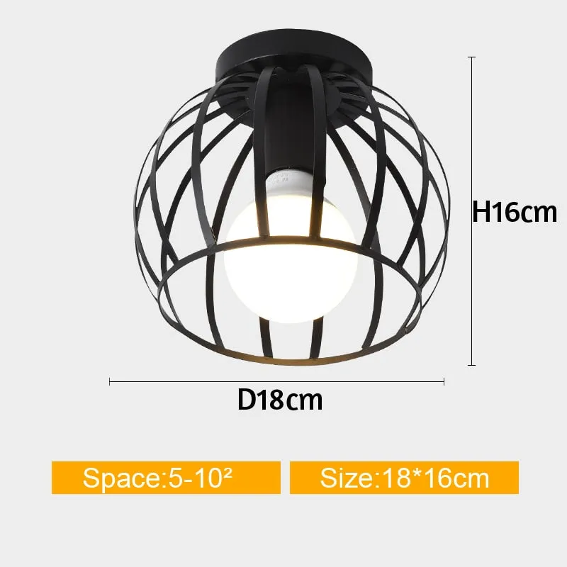 Iron Cage Metal Retro Ceiling Lamp