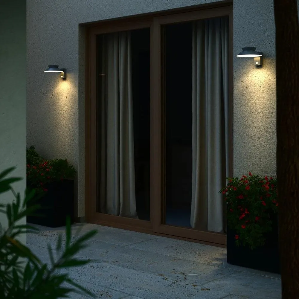Justina Solar Outdoor LED Wall Light 5w in Black, Anthracite