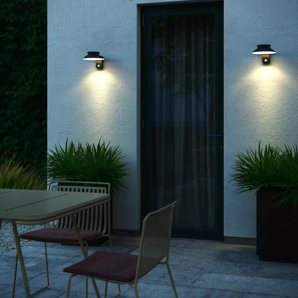 Justina Solar Outdoor LED Wall Light 5w in Black, Anthracite
