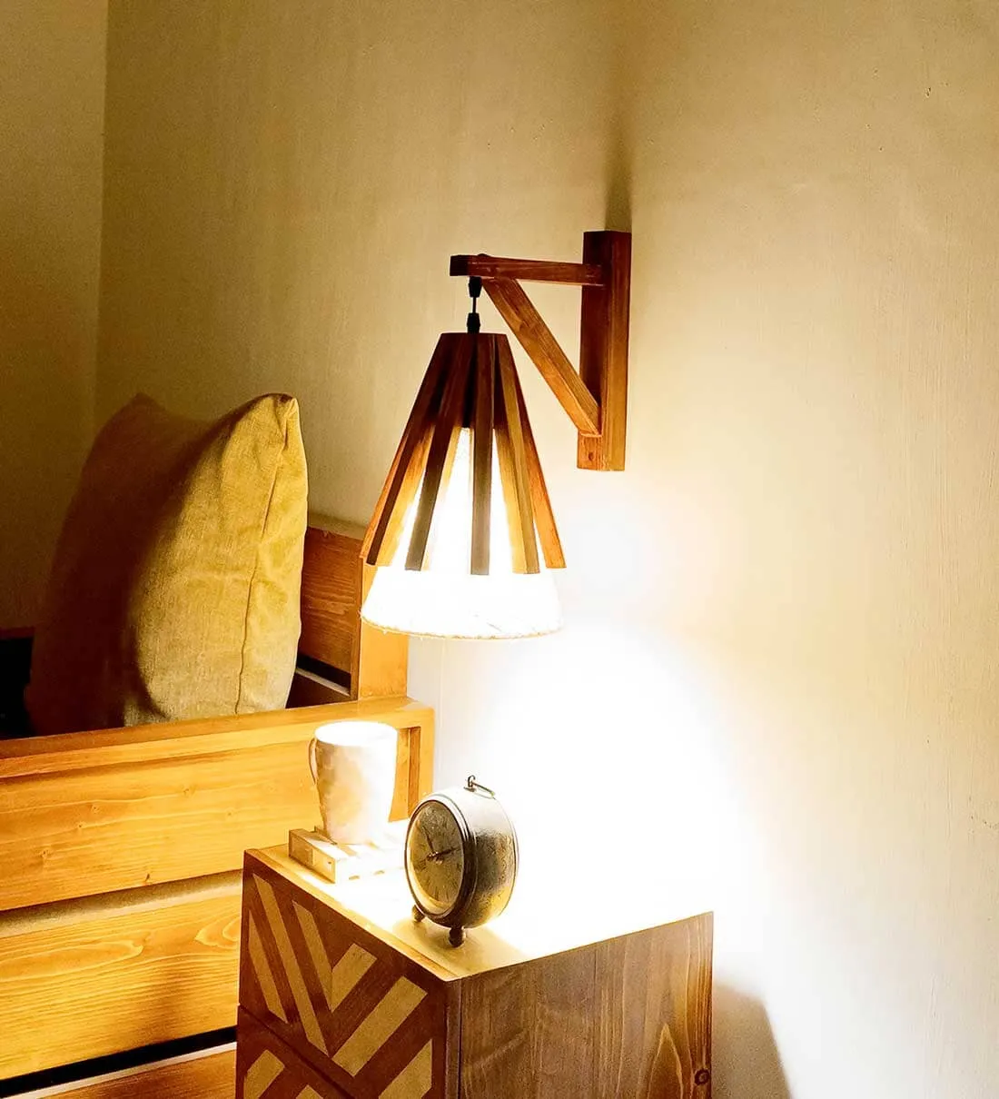 Killi L Brown Wooden Wall Light
